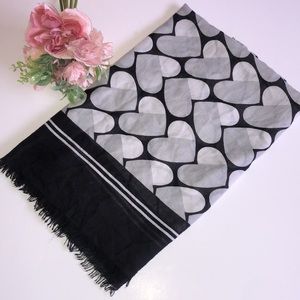 Heart Scarf Gray Heart Scarf Black and Gray Heart Scarf Banana Republic